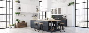 Scandinavische keuken in zwart wit
