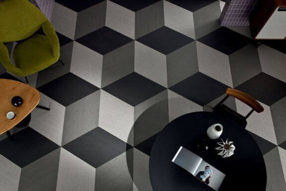 Vloertegels in een ruitvorm