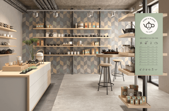 Keuken met een speelse muur