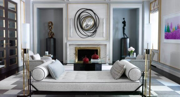 Woonkamer met zwart en grijs