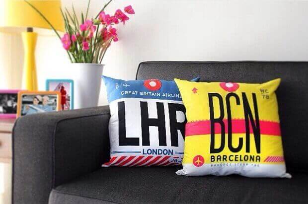 Kussens met de naam van een stad