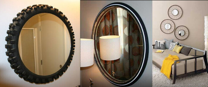 Meerdere spiegels met een band als frame