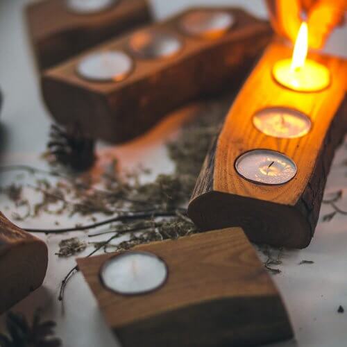 Houten kaarsenhouders rustiek