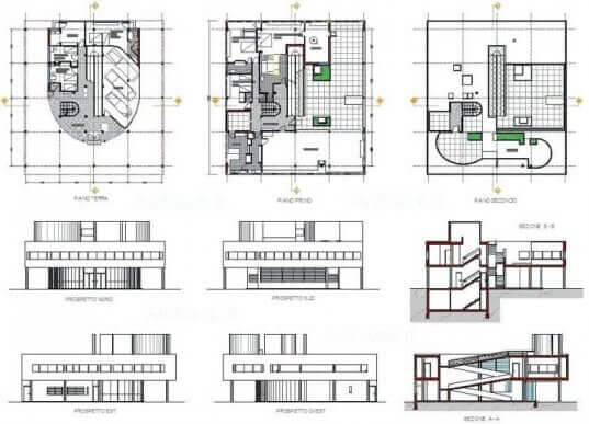 Plattegrond van een foto van Villa Savoye