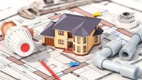 Blauwdrukken en een bouwmodel