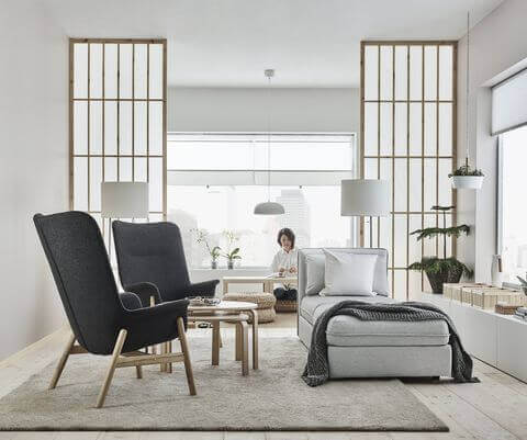 Woonkamer met een japans interieur