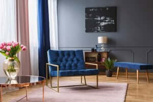 Interieur met blauw en grijs