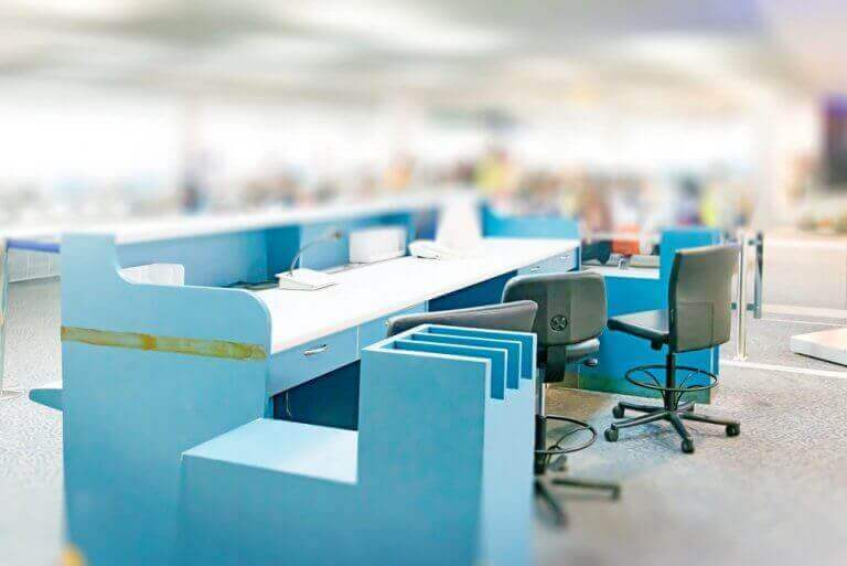 Kantoor met de kleur blauw